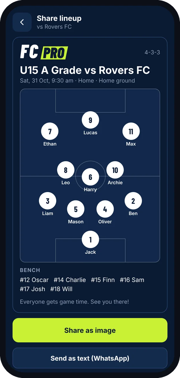 Lineup image ready to share